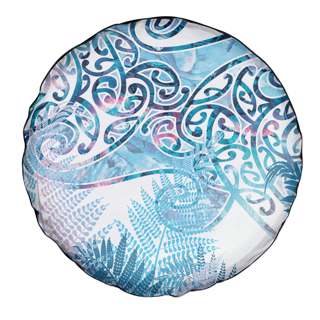 Aotearoa Maori Koru Curves Spare Tire Cover Aqua Paua Shell LT7 - Polynesian Pride