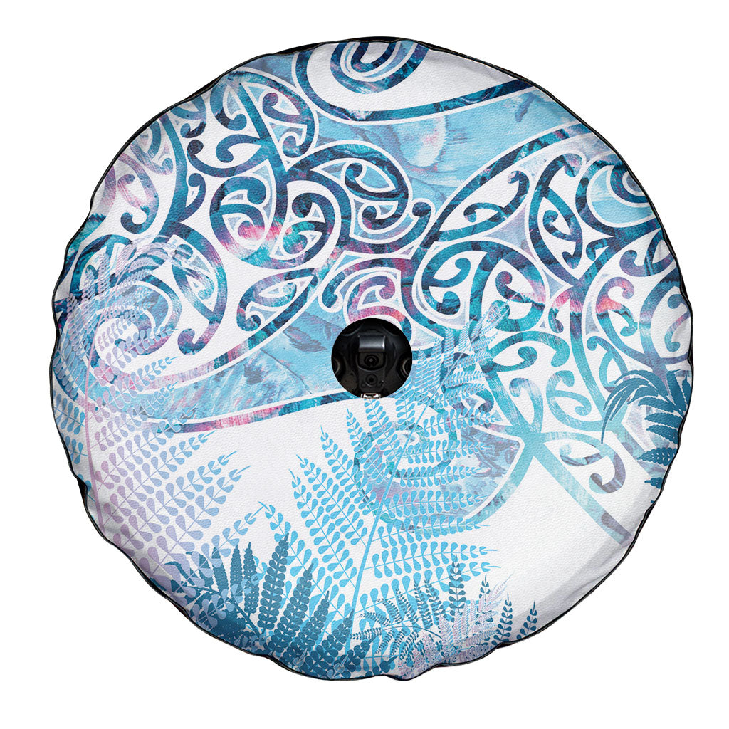 Aotearoa Maori Koru Curves Spare Tire Cover Aqua Paua Shell LT7 - Polynesian Pride