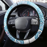 Aotearoa Maori Koru Curves Steering Wheel Cover Aqua Paua Shell LT7 - Polynesian Pride