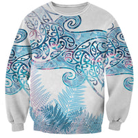 Aotearoa Maori Koru Curves Sweatshirt Aqua Paua Shell LT7 Unisex Blue - Polynesian Pride