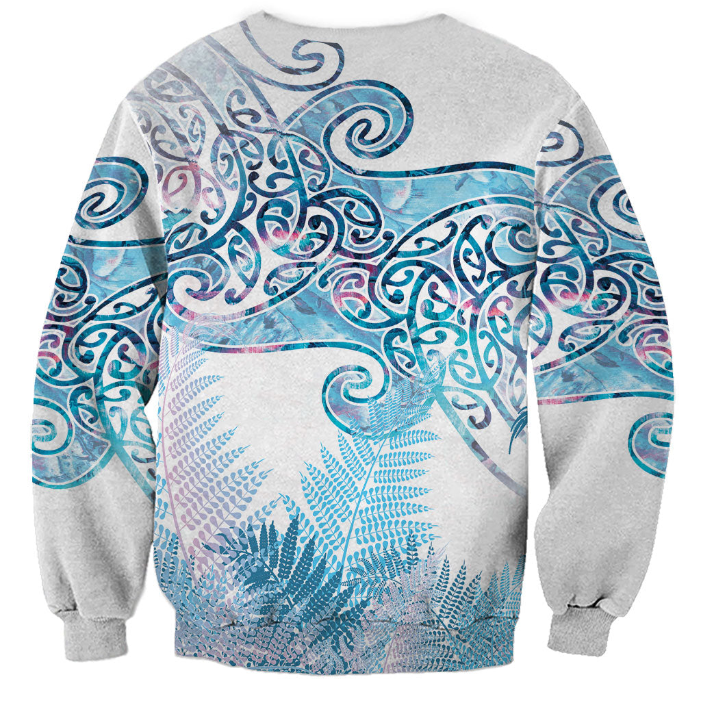 Aotearoa Maori Koru Curves Sweatshirt Aqua Paua Shell LT7 - Polynesian Pride
