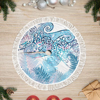 Aotearoa Maori Koru Curves Tree Skirt Aqua Paua Shell