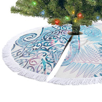 Aotearoa Maori Koru Curves Tree Skirt Aqua Paua Shell