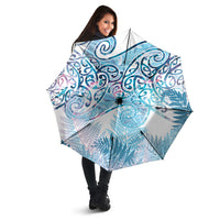 Aotearoa Maori Koru Curves Umbrella Aqua Paua Shell LT7 - Polynesian Pride
