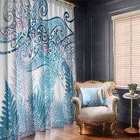 Aotearoa Maori Koru Curves Window Curtain Aqua Paua Shell LT7 - Polynesian Pride