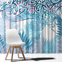 Aotearoa Maori Koru Curves Window Curtain Aqua Paua Shell LT7 - Polynesian Pride
