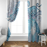 Aotearoa Maori Koru Curves Window Curtain Aqua Paua Shell LT7 - Polynesian Pride