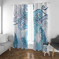 Aotearoa Maori Koru Curves Window Curtain Aqua Paua Shell LT7 With Grommets Blue - Polynesian Pride