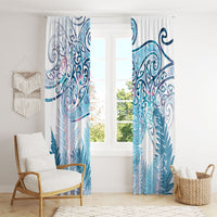 Aotearoa Maori Koru Curves Window Curtain Aqua Paua Shell LT7 - Polynesian Pride