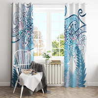 Aotearoa Maori Koru Curves Window Curtain Aqua Paua Shell LT7 - Polynesian Pride