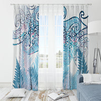 Aotearoa Maori Koru Curves Window Curtain Aqua Paua Shell LT7 - Polynesian Pride