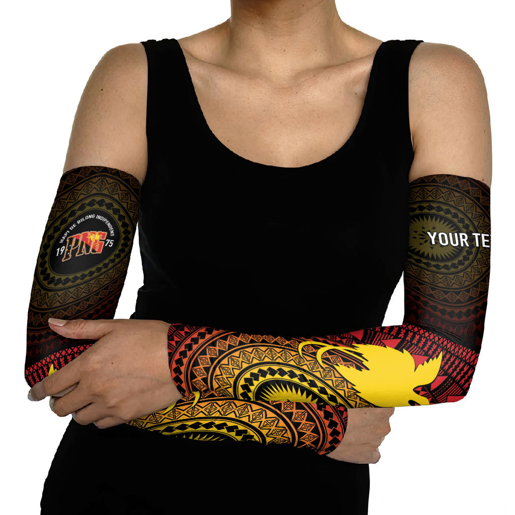 Papua New Guinea Independence Personalized Arm Sleeves Tapa Circle LT7 - Polynesian Pride