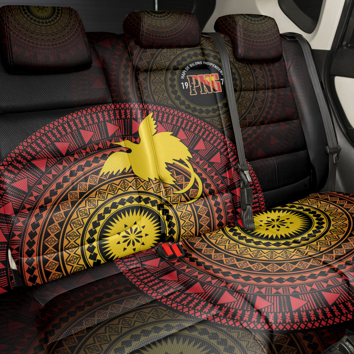 Papua New Guinea Independence Back Car Seat Cover Tapa Circle LT7 - Polynesian Pride