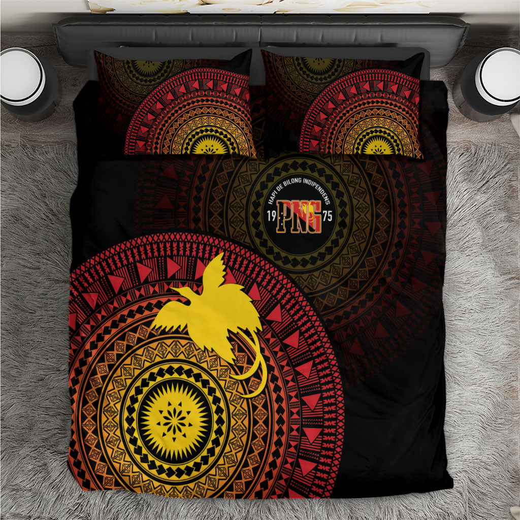 Papua New Guinea Independence Bedding Set Tapa Circle LT7 Black - Polynesian Pride