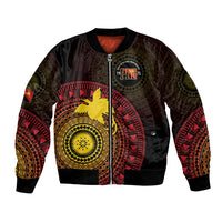 Papua New Guinea Independence Personalized Bomber Jacket Tapa Circle LT7 Unisex Black - Polynesian Pride