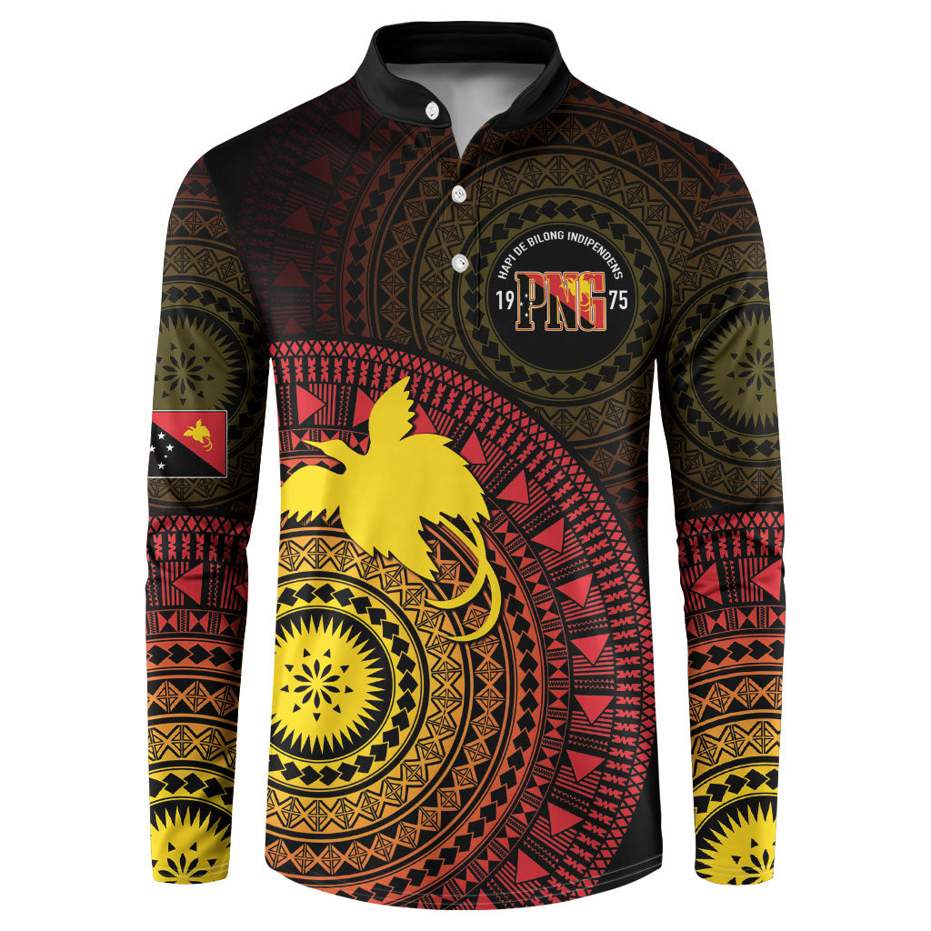 Papua New Guinea Independence Personalized Button Sweatshirt Tapa Circle LT7 Black - Polynesian Pride