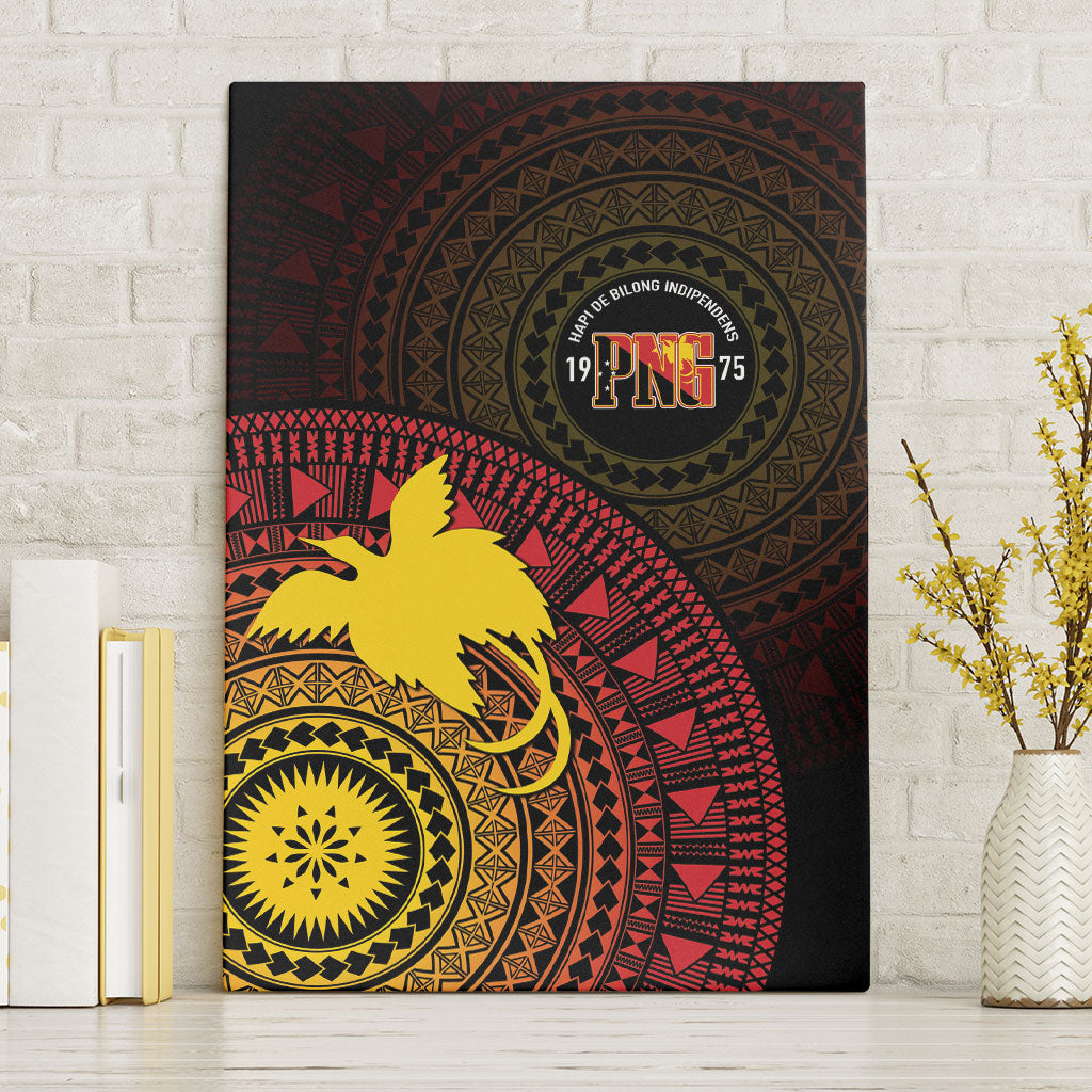 Papua New Guinea Independence Canvas Wall Art Tapa Circle LT7 Without Frame Black - Polynesian Pride