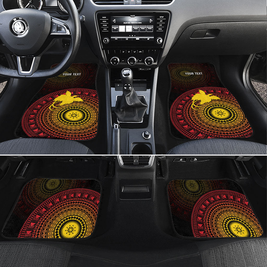 Papua New Guinea Independence Personalized Car Mats Tapa Circle LT7 Set 4pcs Black - Polynesian Pride