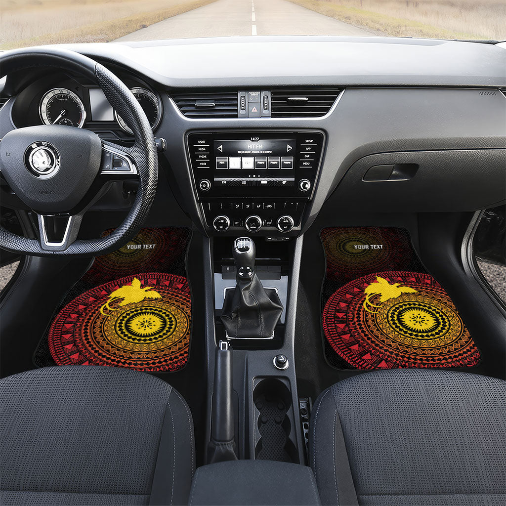 Papua New Guinea Independence Personalized Car Mats Tapa Circle LT7 Set 2pcs - Front Black - Polynesian Pride