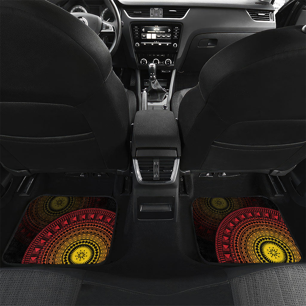 Papua New Guinea Independence Personalized Car Mats Tapa Circle LT7 Set 2pcs - Back Black - Polynesian Pride