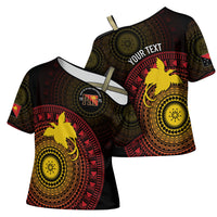 Papua New Guinea Independence Personalized Cross Shoulder Shirt Tapa Circle LT7 - Polynesian Pride