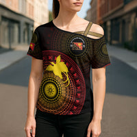 Papua New Guinea Independence Personalized Cross Shoulder Shirt Tapa Circle LT7 - Polynesian Pride