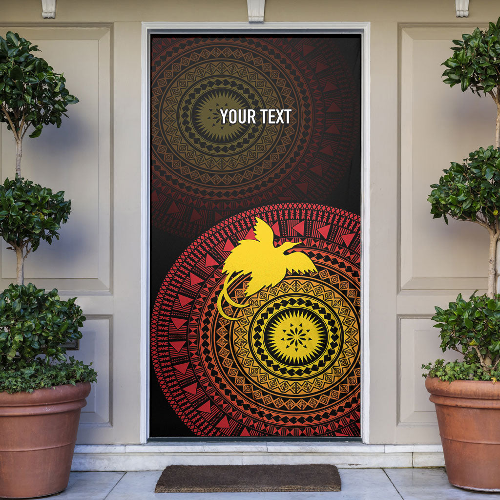 Papua New Guinea Independence Personalized Door Cover Tapa Circle LT7 Black - Polynesian Pride