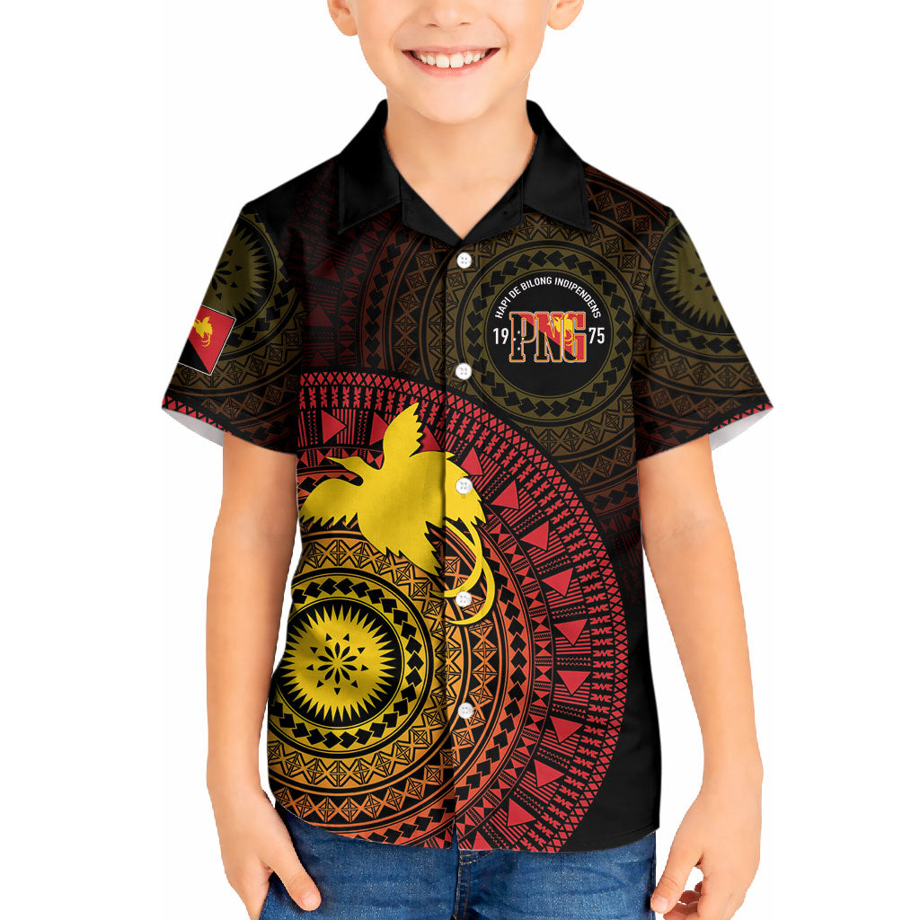 Papua New Guinea Independence Personalized Kid Hawaiian Shirt Tapa Circle LT7 Kid Black - Polynesian Pride