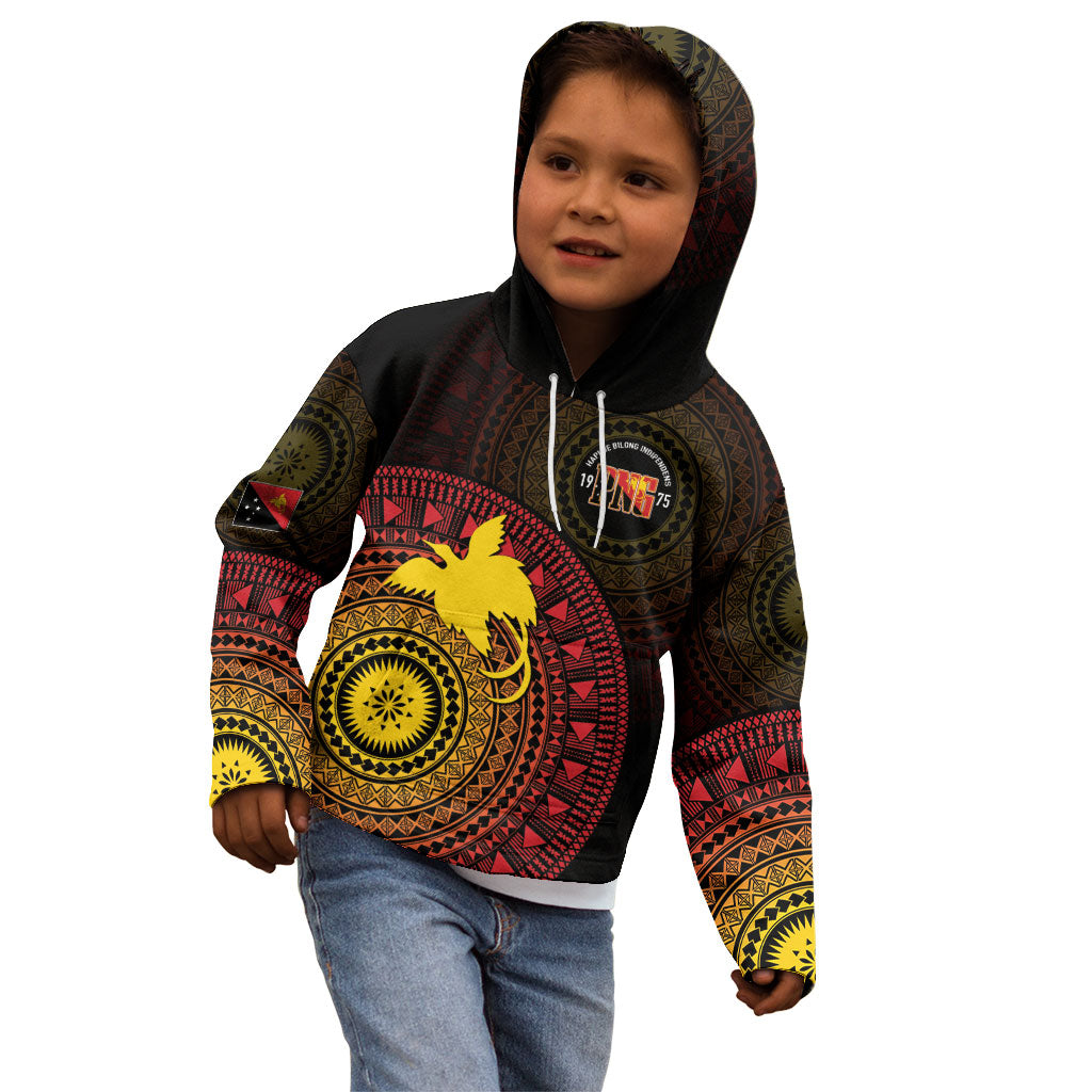 Papua New Guinea Independence Personalized Kid Hoodie Tapa Circle LT7 - Polynesian Pride