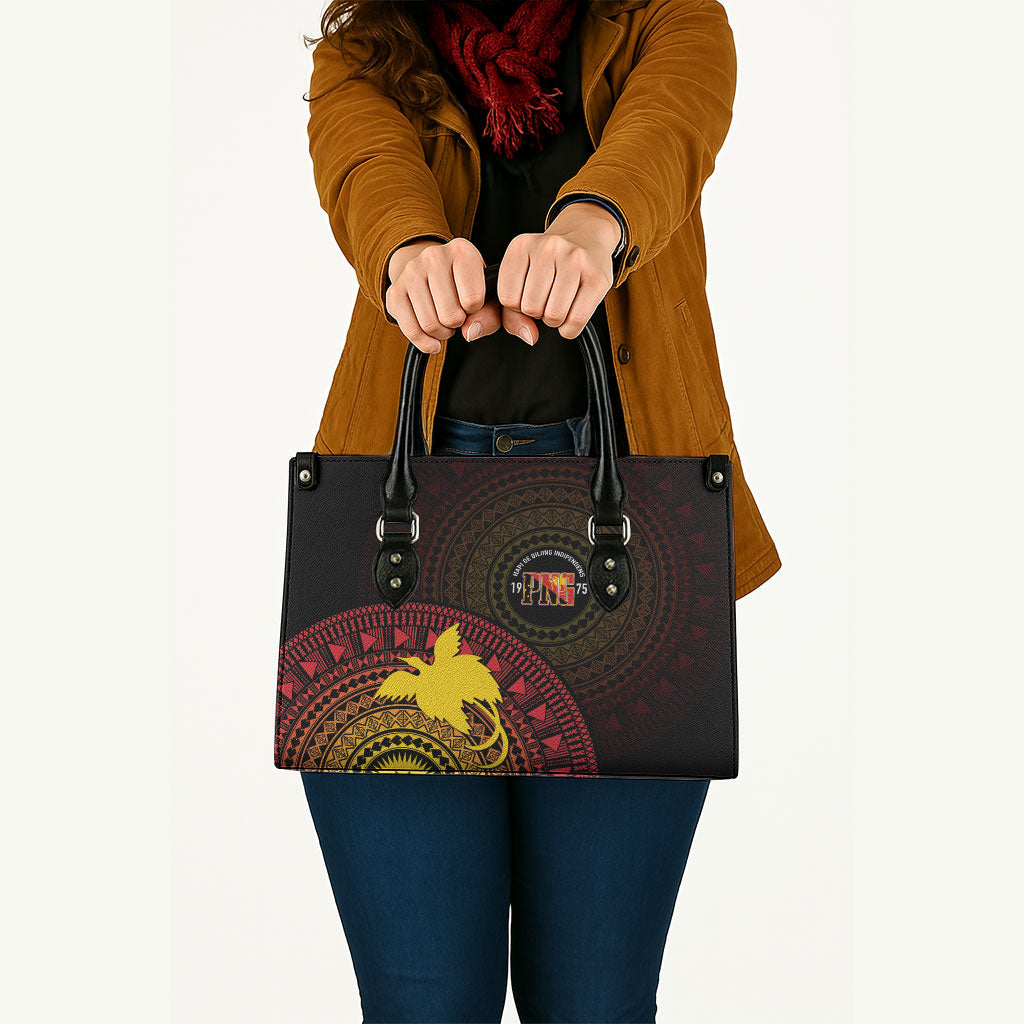 Papua New Guinea Independence Leather Bag Tapa Circle LT7 - Polynesian Pride