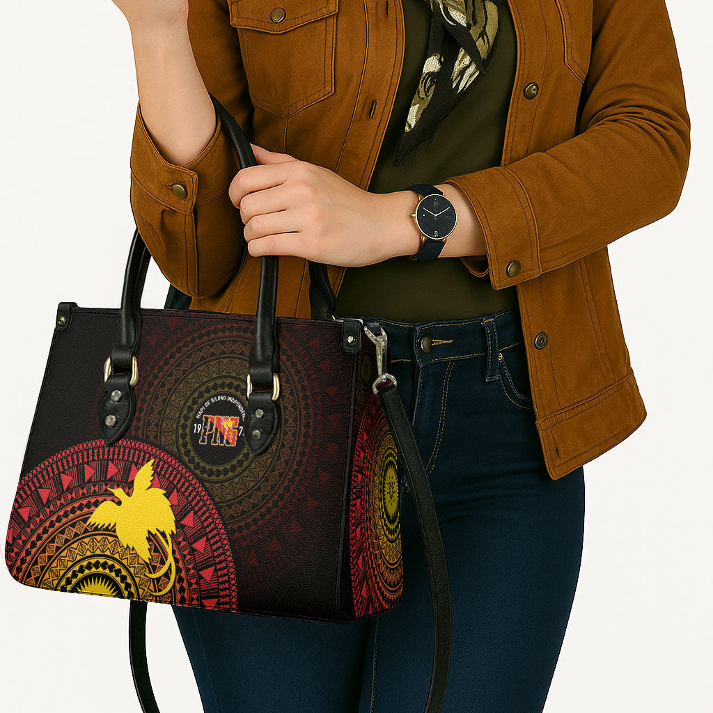 Papua New Guinea Independence Leather Bag Tapa Circle LT7 - Polynesian Pride