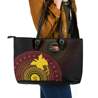 Papua New Guinea Independence Leather Tote Bag Tapa Circle LT7 - Polynesian Pride