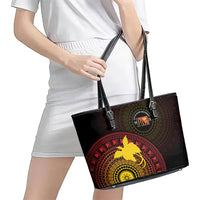 Papua New Guinea Independence Leather Tote Bag Tapa Circle LT7 - Polynesian Pride
