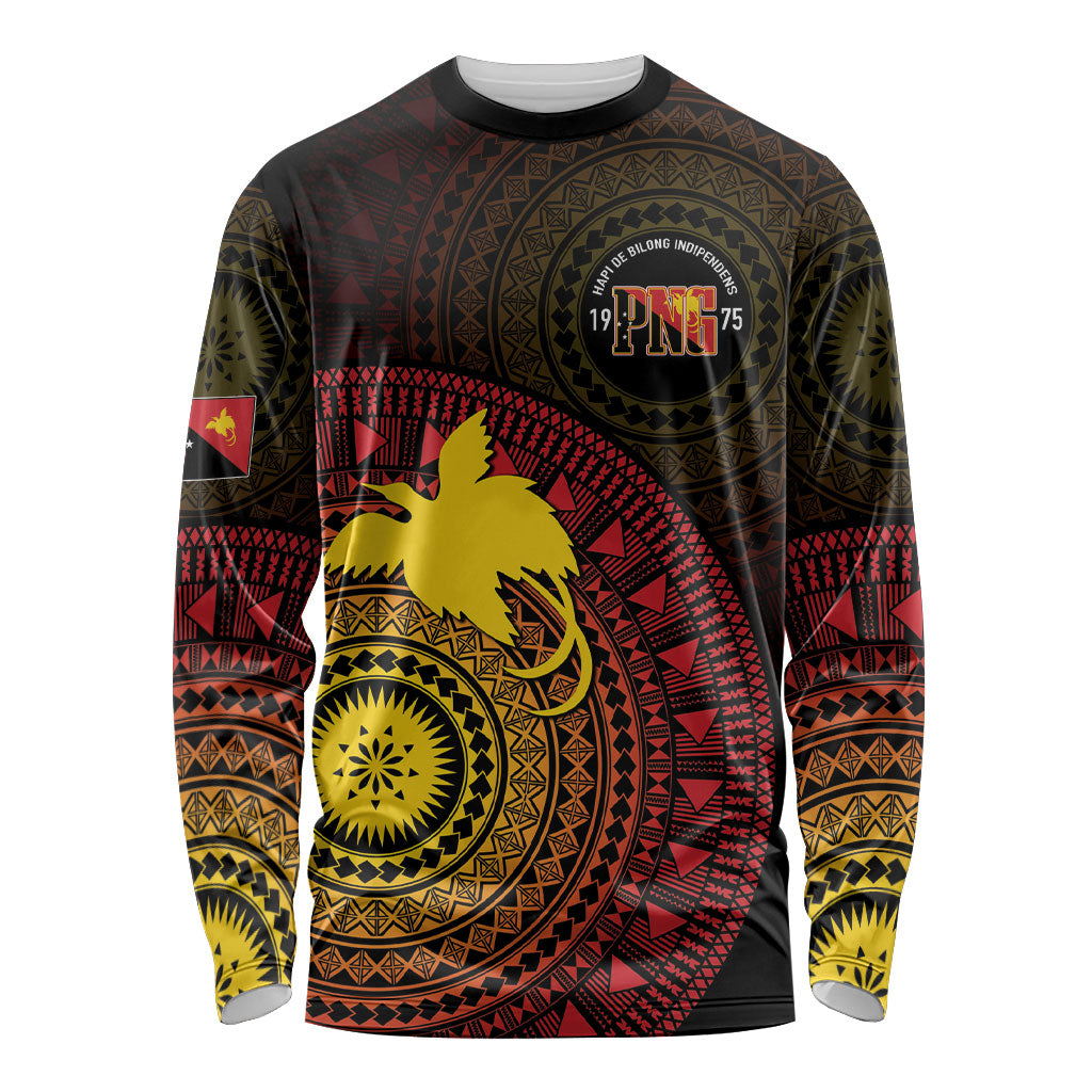 Papua New Guinea Independence Personalized Long Sleeve Shirt Tapa Circle LT7 Unisex Black - Polynesian Pride