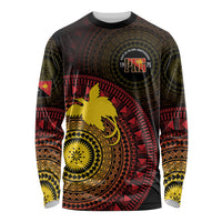 Papua New Guinea Independence Personalized Long Sleeve Shirt Tapa Circle LT7 Unisex Black - Polynesian Pride