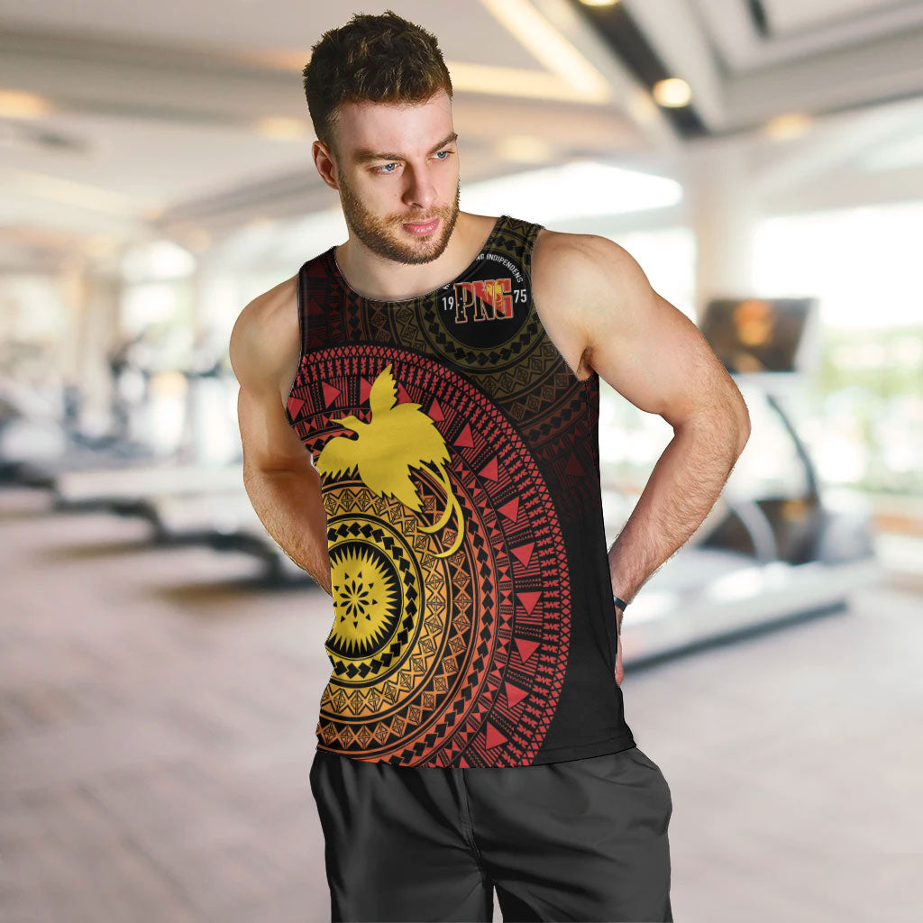 Papua New Guinea Independence Personalized Men Tank Top Tapa Circle LT7 Black - Polynesian Pride