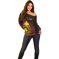 Papua New Guinea Independence Personalized Off Shoulder Sweater Tapa Circle LT7 - Polynesian Pride