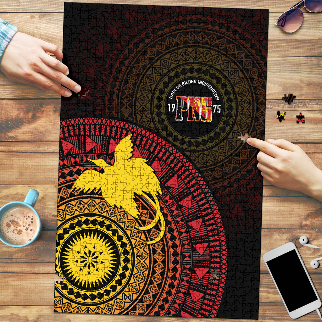Papua New Guinea Independence Puzzle Tapa Circle LT7 Black - Polynesian Pride