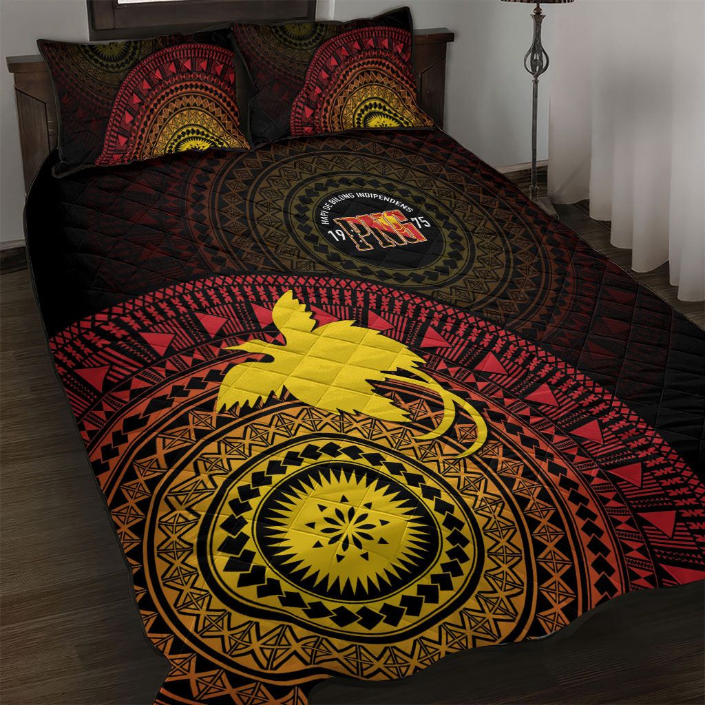 Papua New Guinea Independence Quilt Bed Set Tapa Circle LT7 Black - Polynesian Pride