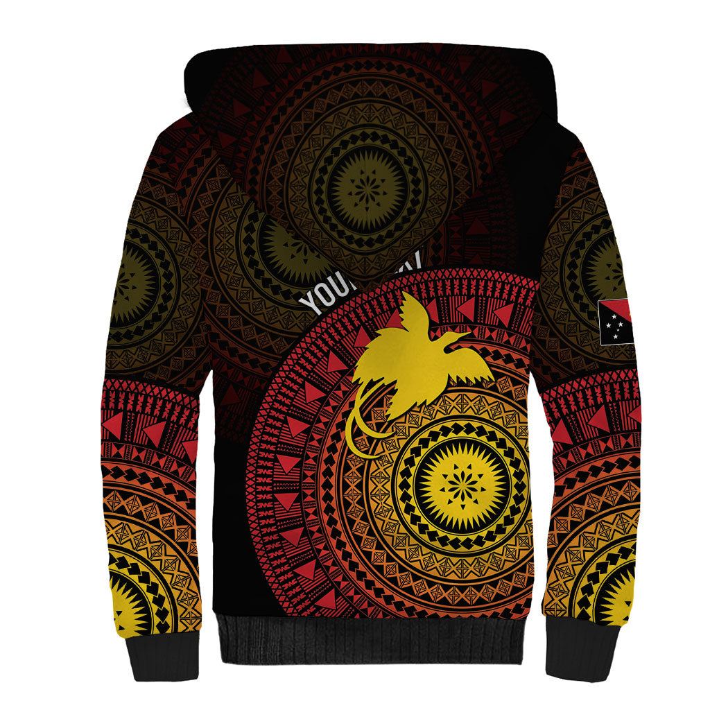 Papua New Guinea Independence Personalized Sherpa Hoodie Tapa Circle LT7 - Polynesian Pride