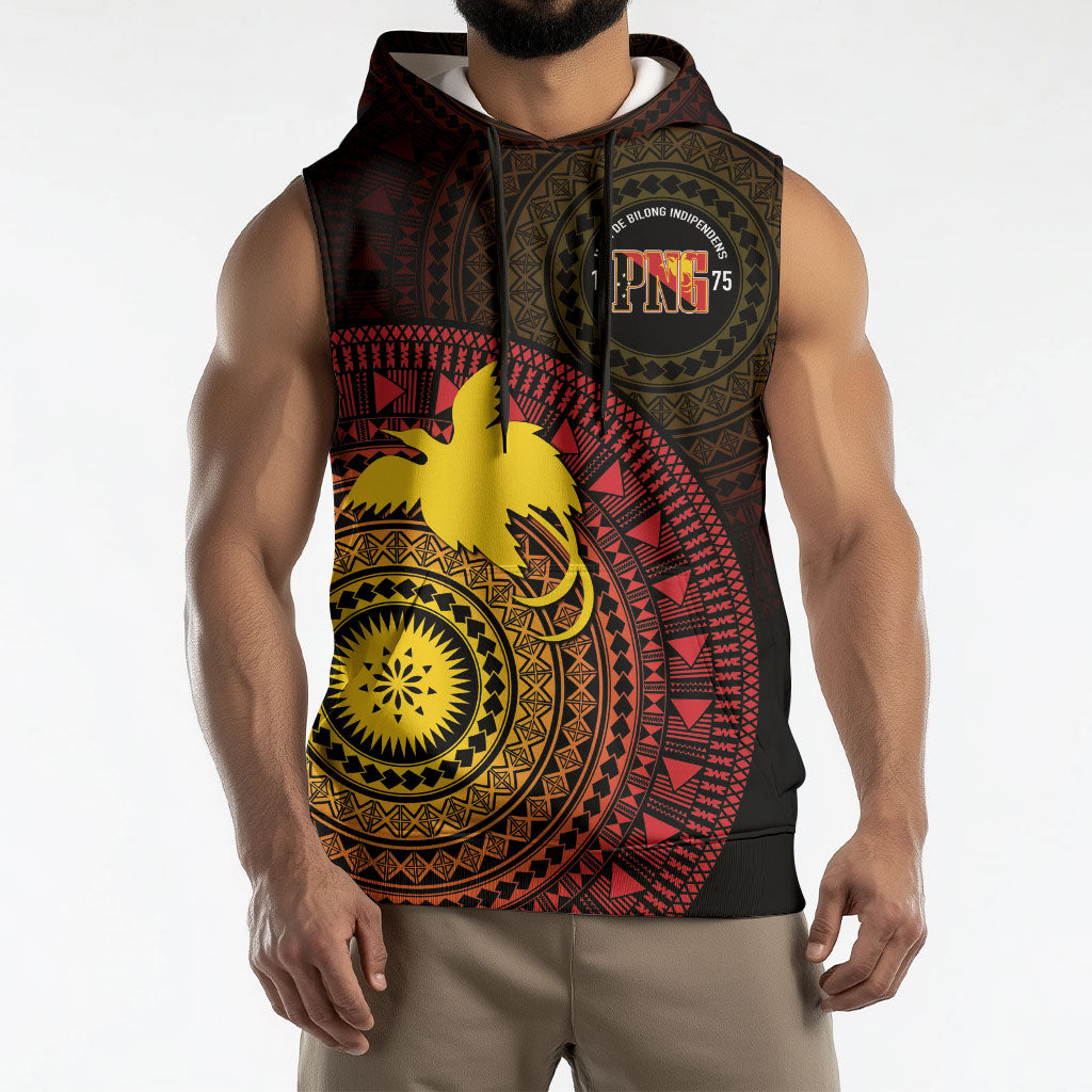 Papua New Guinea Independence Personalized Sleeveless Hoodie Tapa Circle LT7 - Polynesian Pride