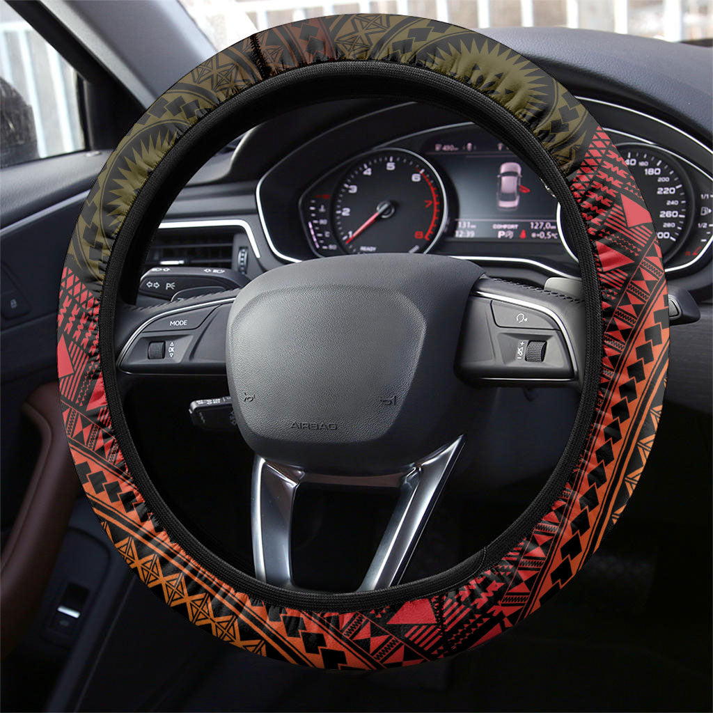 Papua New Guinea Independence Steering Wheel Cover Tapa Circle LT7 - Polynesian Pride