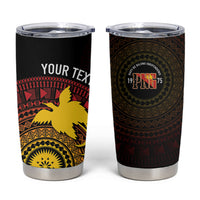 Papua New Guinea Independence Personalized Tumbler Cup Tapa Circle LT7 Black - Polynesian Pride