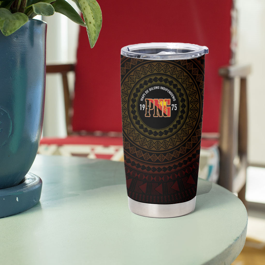 Papua New Guinea Independence Personalized Tumbler Cup Tapa Circle LT7 - Polynesian Pride