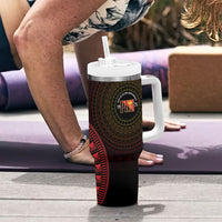 Papua New Guinea Independence Personalized Tumbler With Handle Tapa Circle LT7 - Polynesian Pride