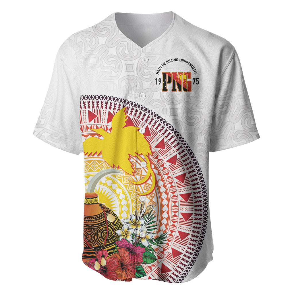 Hapi De Bilong Indipendens Papua New Guinea Baseball Jersey PNG Lime Pot LT7 White - Polynesian Pride