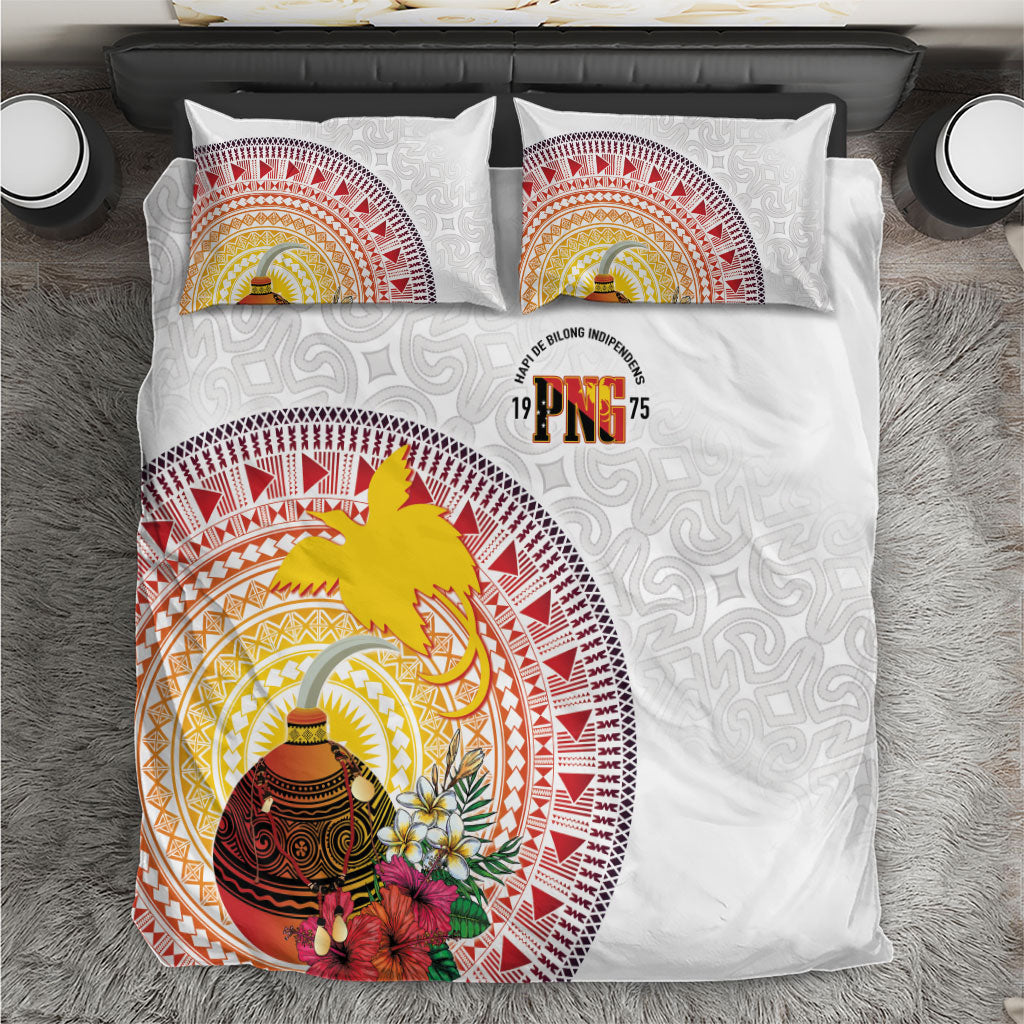 Hapi De Bilong Indipendens Papua New Guinea Bedding Set PNG Lime Pot LT7 White - Polynesian Pride