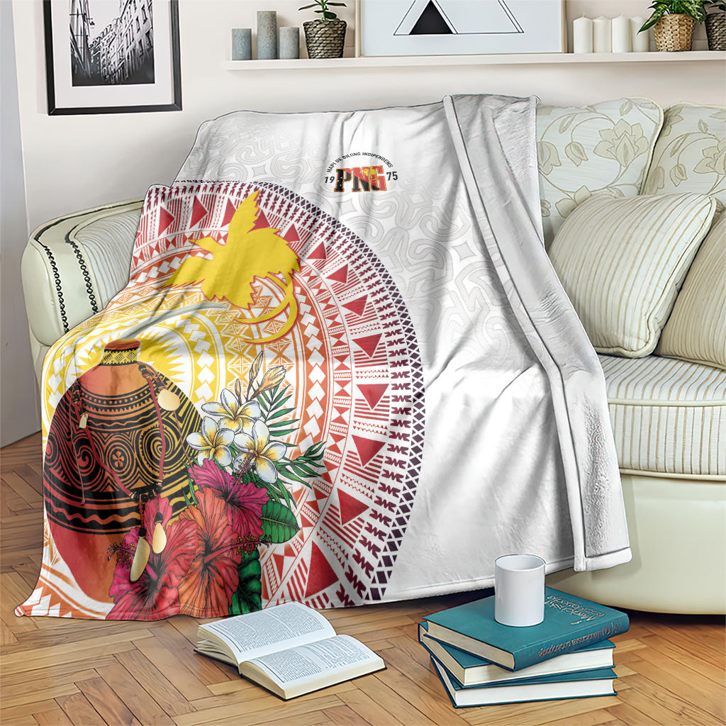Hapi De Bilong Indipendens Papua New Guinea Blanket PNG Lime Pot LT7 White - Polynesian Pride
