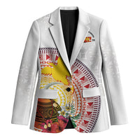 Hapi De Bilong Indipendens Papua New Guinea Blazer PNG Lime Pot LT7 Unisex White - Polynesian Pride