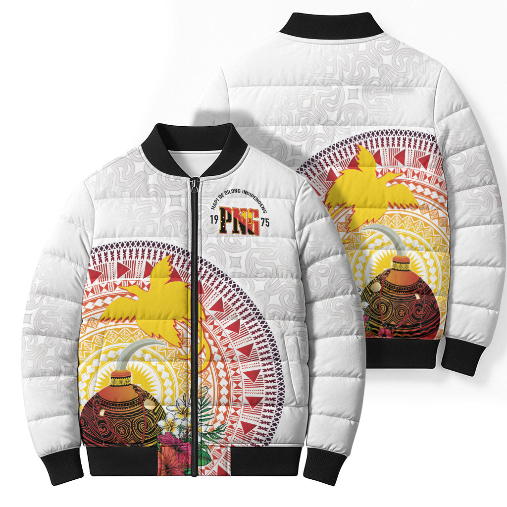 Hapi De Bilong Indipendens Papua New Guinea Bomber Puffer Jacket PNG Lime Pot LT7 - Polynesian Pride
